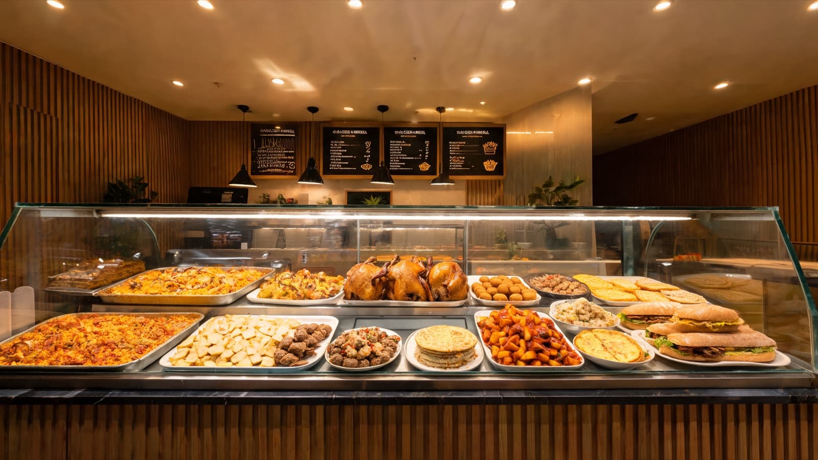 Vitrina del local con platos preparados para llevar