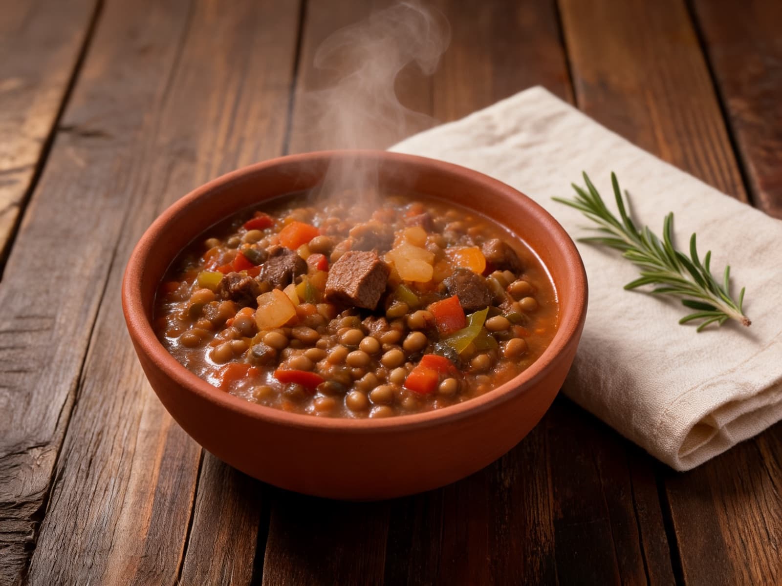 Guiso casero de carne en cazuela de barro
